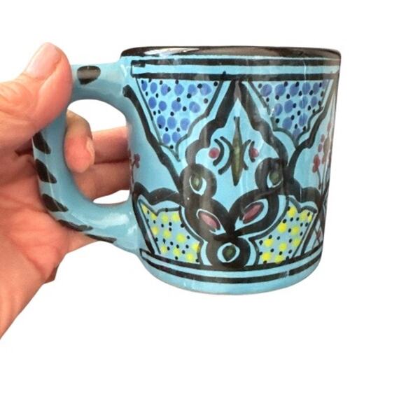 Le Souk Blue Print Ceramic Hand Painted Tunisian Mug - Picture 7 of 8